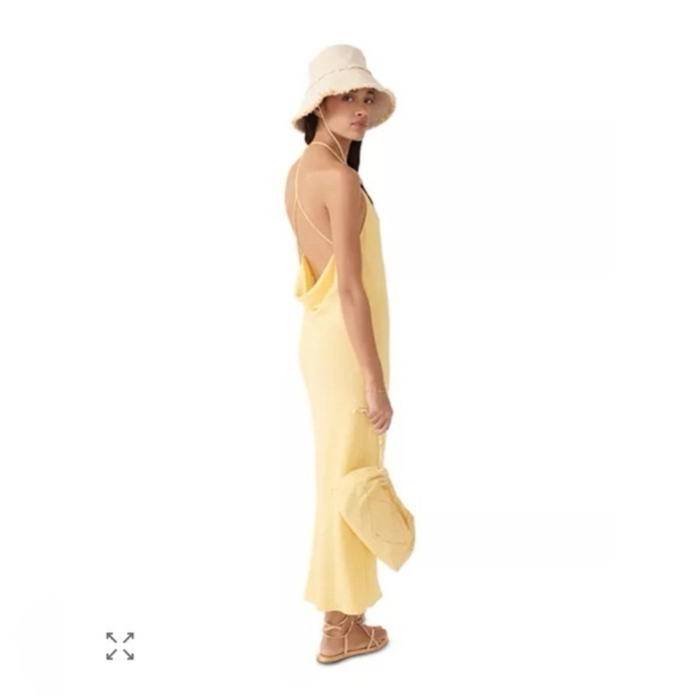 ba&sh Fame Midi Slip Dress Yellow Size 0 cowl neck backless beach summer sexy
